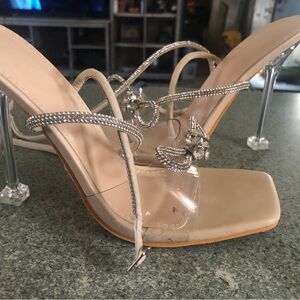 Elegant Beige Strappy Heels brand new